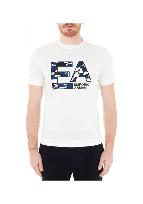 EMPORIO ARMANI T-Shirt Con Logo Ricamato Camouflage Bianco EMPORIO ARMANI | T-shirt | 3K1TM5 1JDXZ0101